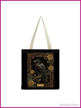 Raven Floral Print Tote Bag Lightweight Reusable Shopper Polyester